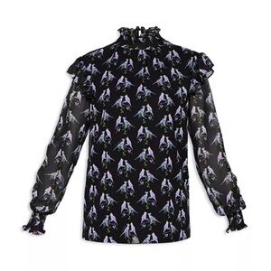 Ted Baker London Zabrina Lovebirds Ruffle Blouse - Size T0/US Size 2
